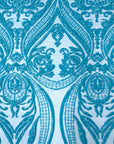 Aqua Blue Catina Sequins Lace Fabric