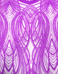 Lavender Selena Wave Stretch Sequins Lace Fabric