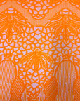 Tissu en dentelle extensible à paillettes Bella Bee orange 