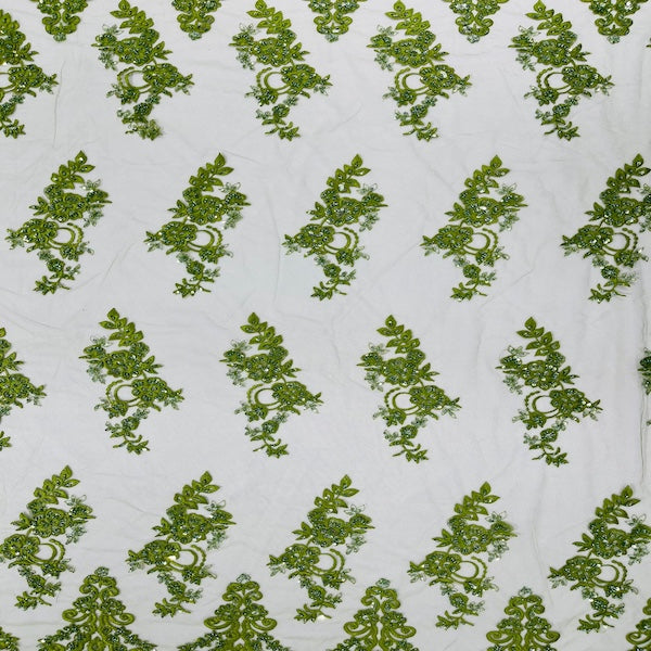 Helena Floral Beaded Lace Fabric