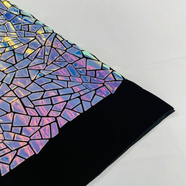 Shattered Glassed Metallic Foil Stretch Velvet Fabric