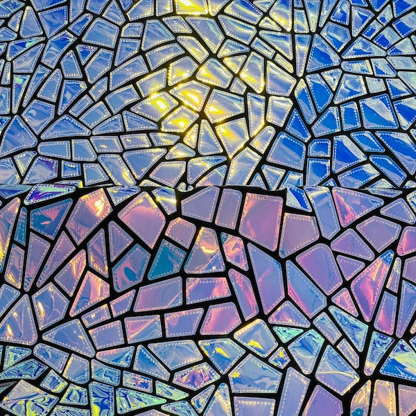 Shattered Glassed Metallic Foil Stretch Velvet Fabric