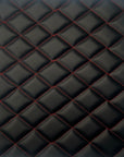 Rojo | Tela de vinilo de cuero sintético con respaldo de espuma acolchada con diamantes negros