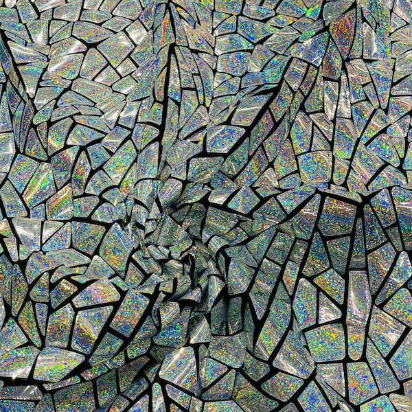 Shattered Glassed Metallic Foil Stretch Velvet Fabric