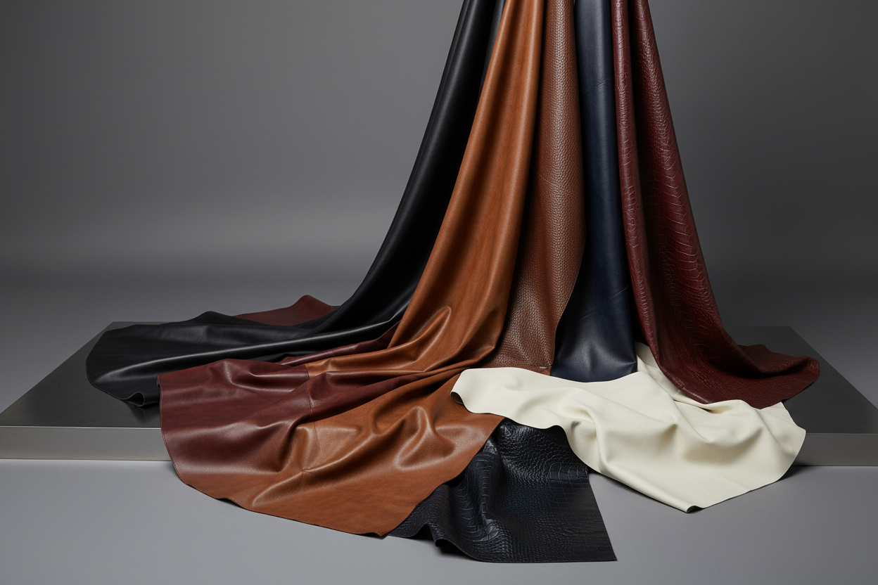 Create a image of faux leather fabrics