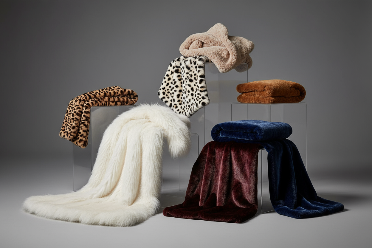 Create an image of faux fur fabrics