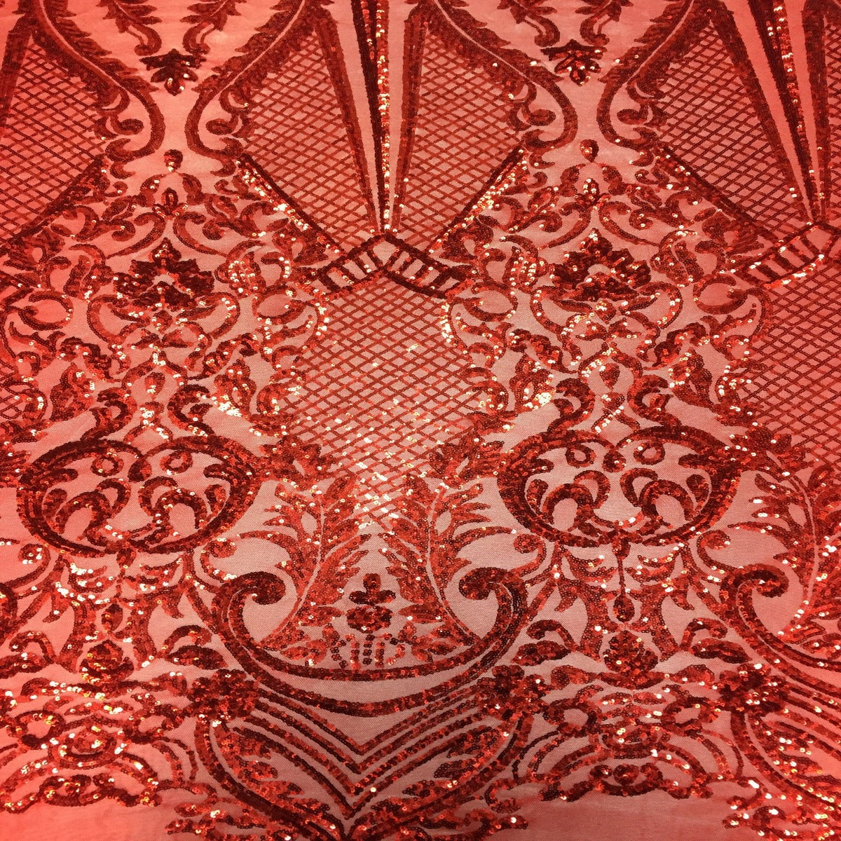 Red Chantal Deluxe Sequins Lace Fabric