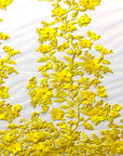 Yellow 3D Embroidered Satin Floral Pearl Lace Fabric