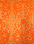 Orange Luna Stretch Sequins Lace Fabric