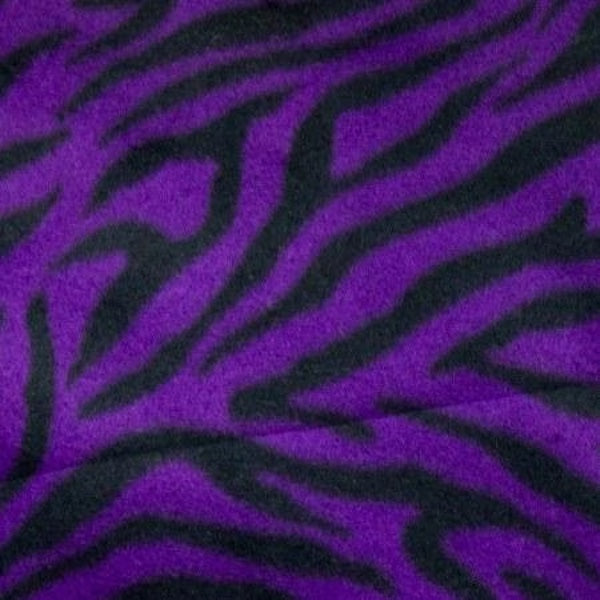 Purple | Black Zebra Print Fleece Fabric