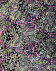 Tissu velours extensible dévoré multicolore Pink Sur