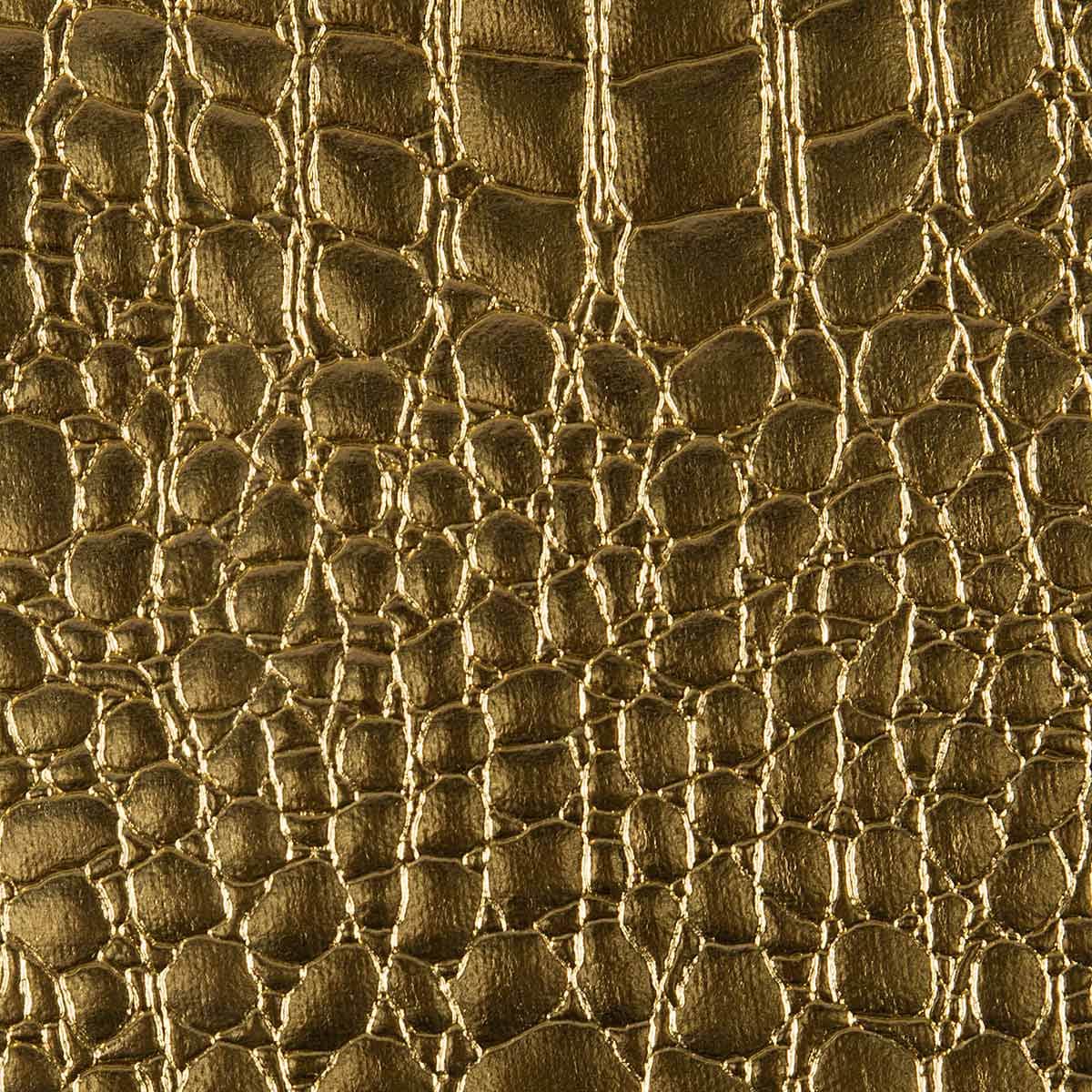 Tela de vinilo con cocodrilos dorados 
