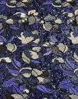 Tela de lentejuelas florales multicolor Giselle azul marino