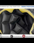 Royal Blue | Black Diamond Quilted Foam Backed Faux Leather Vinyl Fabric
