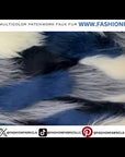 Negro | Azul | Gris | Tela de piel sintética de patchwork multicolor marfil