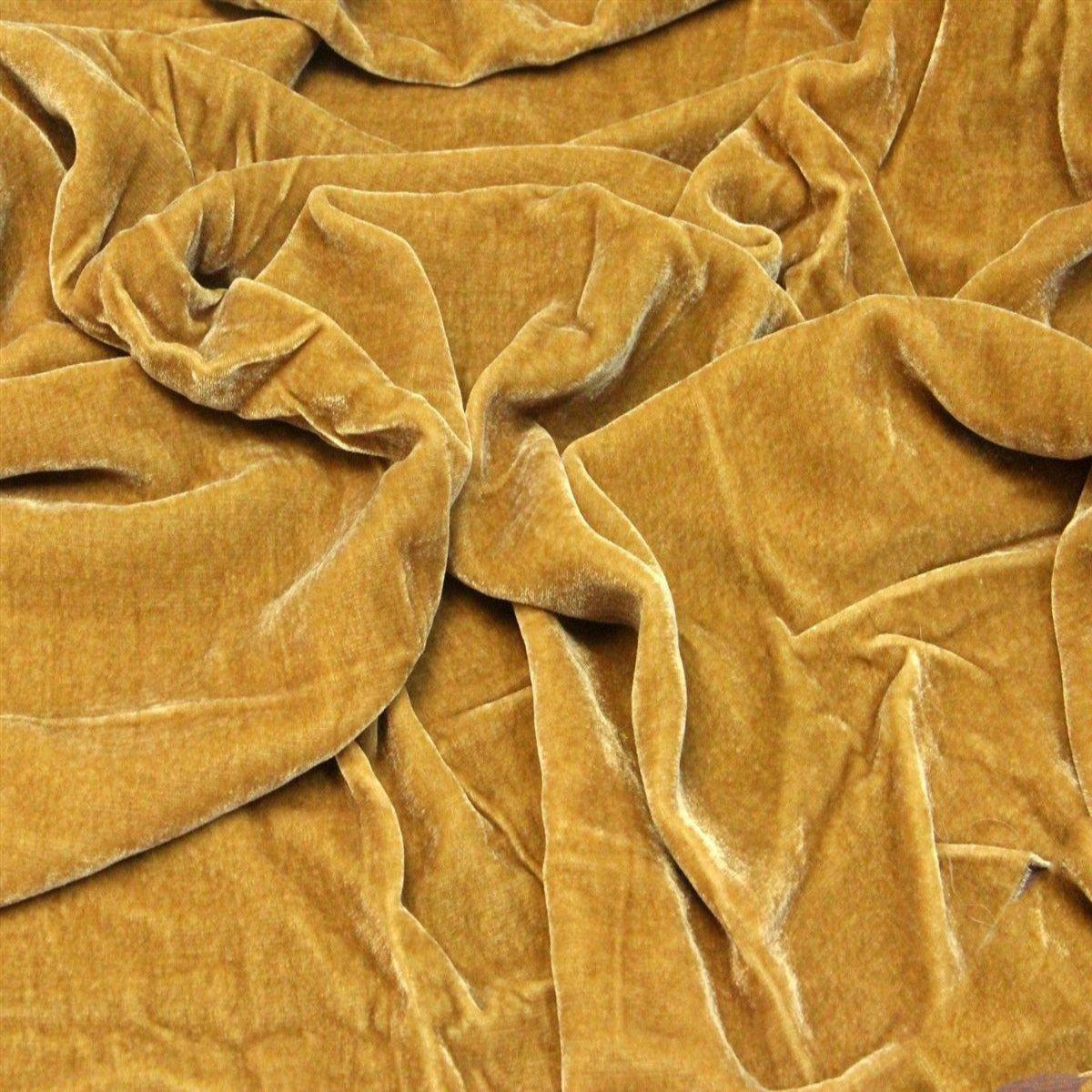 Gold Silk Velvet Fabric - Fashion Fabrics Los Angeles 