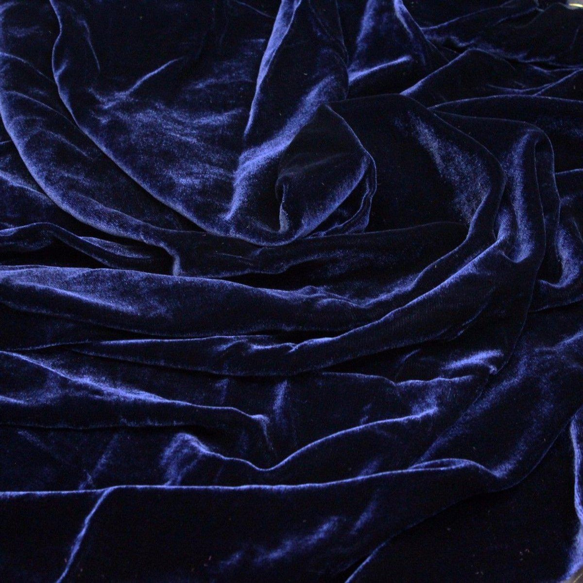 Navy Blue Silk Velvet Fabric - Fashion Fabrics Los Angeles 
