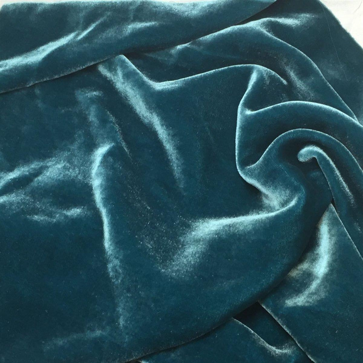 Teal Silk Velvet Fabric - Fashion Fabrics Los Angeles 