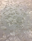 Off White 3D Embroidered Satin Floral Pearl Lace Fabric - Fashion Fabrics LLC