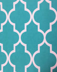 Aqua White Moroccan Print Indoor Outdoor Fabric - Fashion Fabrics Los Angeles 