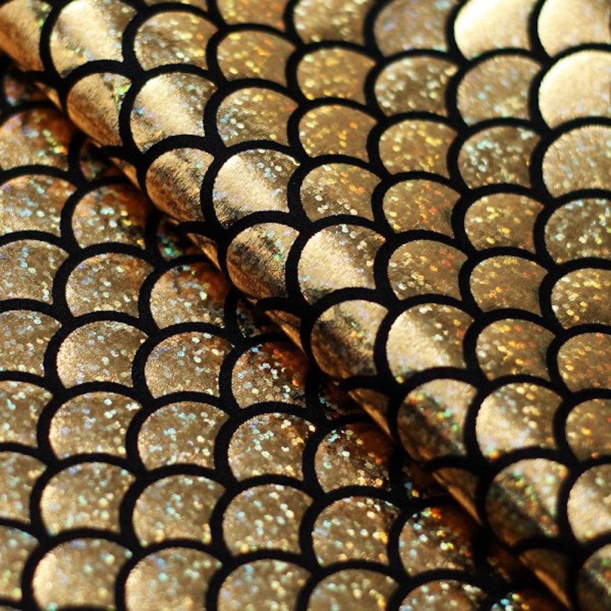 Gold Mermaid Scale Spandex Fabric - Fashion Fabrics LLC