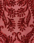 Red Nebill Stretch Sequins Lace Fabric