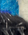 Tela de piel sintética peluda de pelo largo con purpurina brillante y oropel azul real