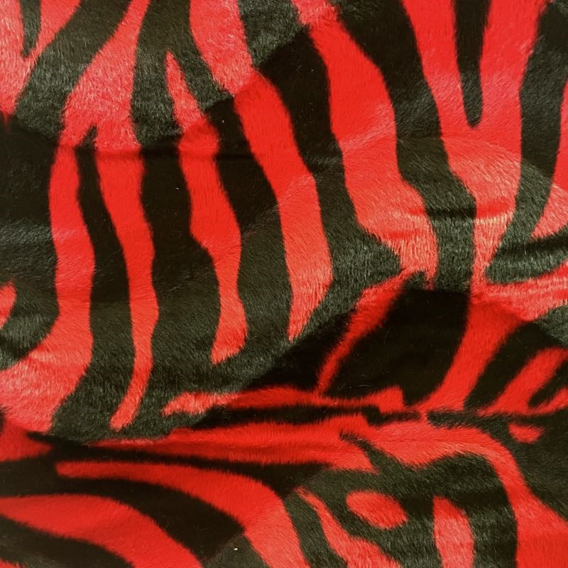 Red Big Zebra Velboa Faux Fur Fabric - Fashion Fabrics Los Angeles 