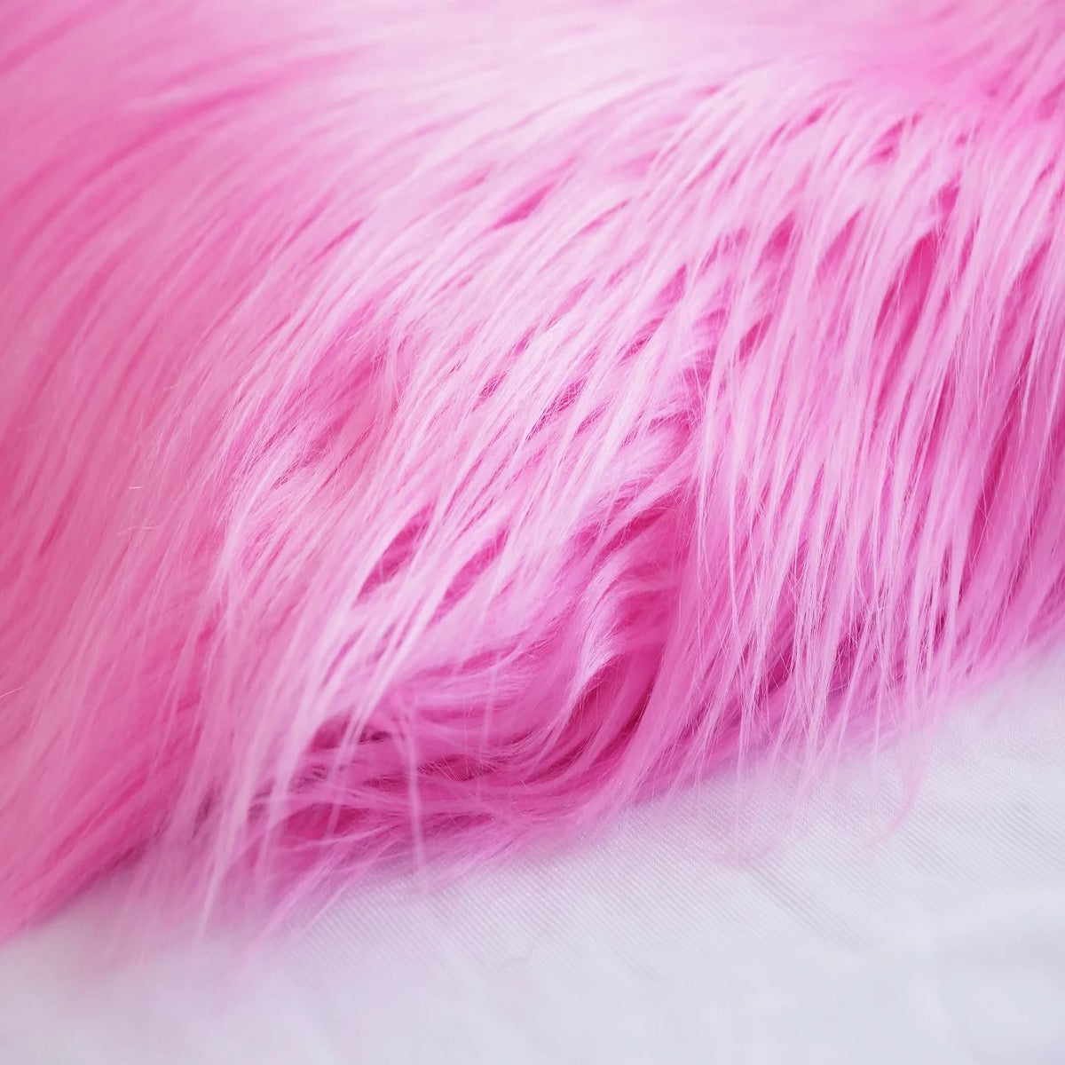 Pink Shaggy Long Pile Faux Fur Fabric (4") - Fashion Fabrics LLC