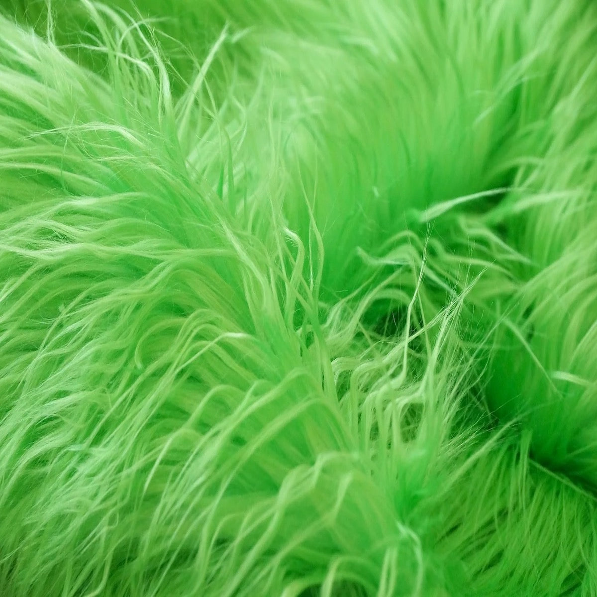 Lime Green Shaggy Long Pile Faux Fur Fabric (4&quot;) - Fashion Fabrics LLC