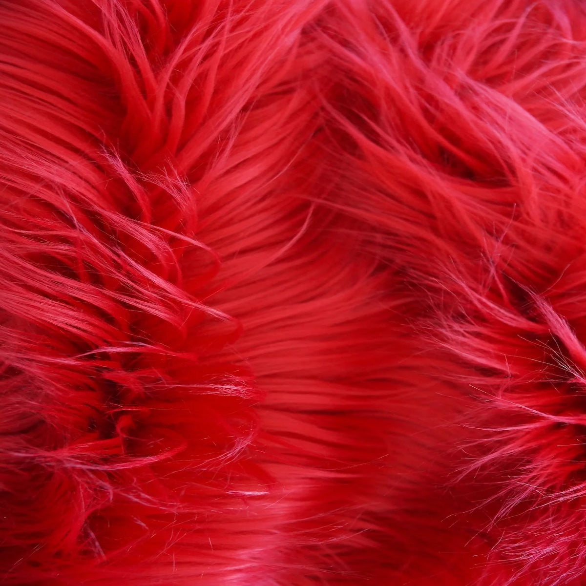 Red Shaggy Long Pile Faux Fur Fabric (4&quot;) - Fashion Fabrics LLC