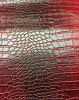Red Black Two Tone Embossed Crocodile Vinyl Fabric - Fashion Fabrics Los Angeles 