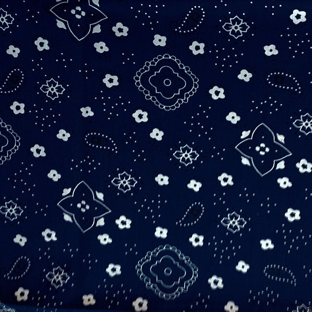 Navy Blue Bandanna Print Poly Cotton Fabric - Fashion Fabrics Los Angeles 