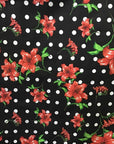 Black Lily Flowers Poly Cotton Fabric - Fashion Fabrics Los Angeles 