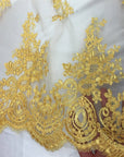 Yellow Oswald Embroidered Lace Fabric - Fashion Fabrics LLC
