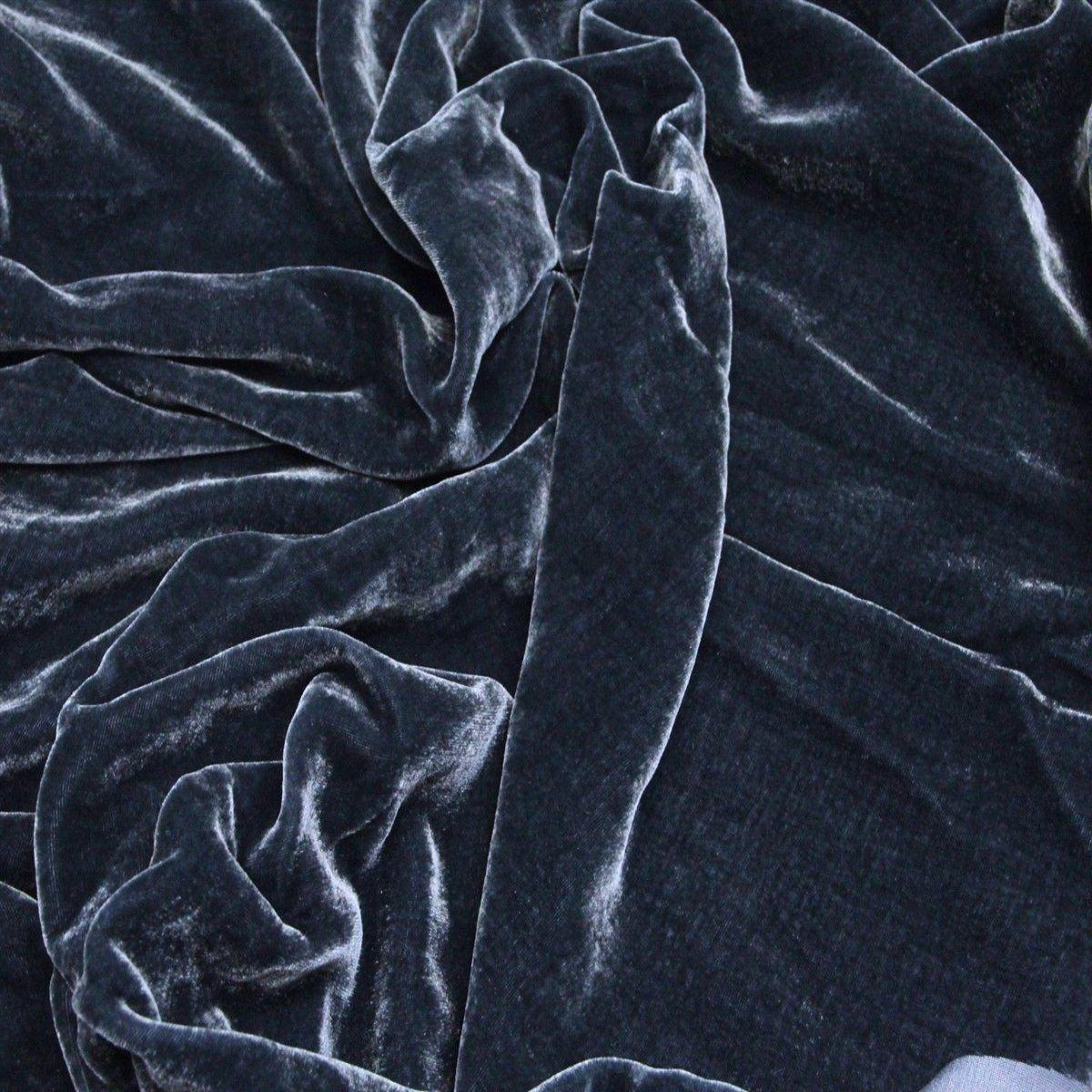 Charcoal Gray Silk Velvet Fabric - Fashion Fabrics Los Angeles 