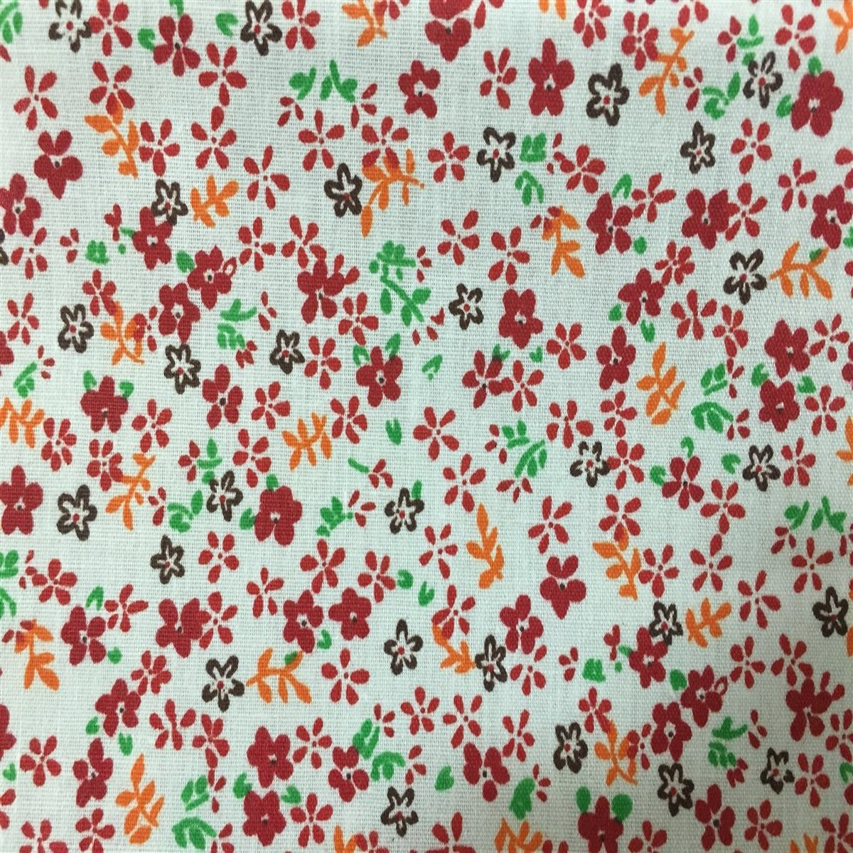 Red Small Floral Print Poly Cotton Fabric - Fashion Fabrics Los Angeles 