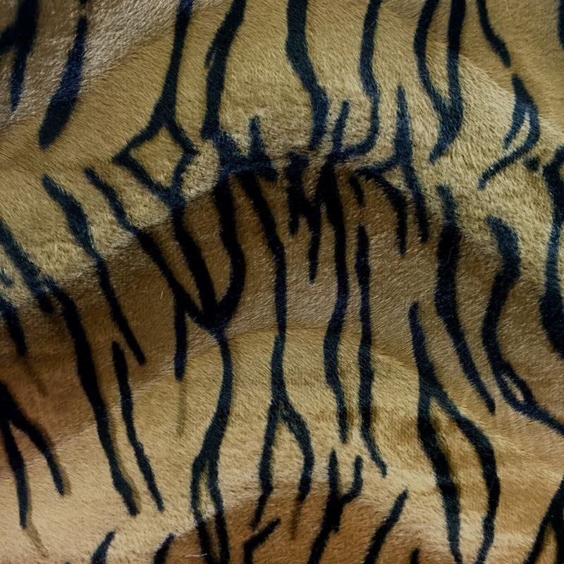 Brown Tiger Velboa Faux Fur - Fashion Fabrics Los Angeles 