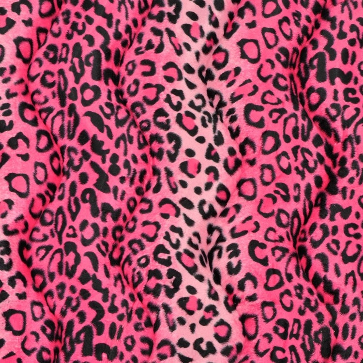 Pink Leopard Velboa Faux Fur - Fashion Fabrics Los Angeles 