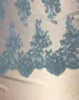 Sky Blue Oswald Embroidered Lace Fabric - Fashion Fabrics LLC