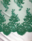 Green Oswald Embroidered Lace Fabric - Fashion Fabrics LLC