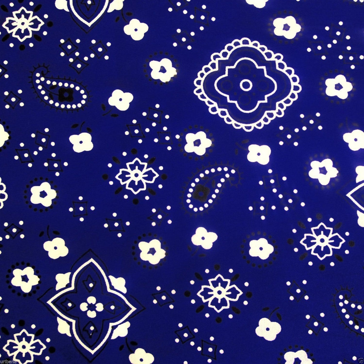 Royal Blue Bandanna Print Poly Cotton Fabric - Fashion Fabrics Los Angeles 