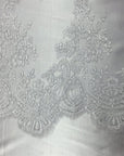 White Oswald Embroidered Lace Fabric - Fashion Fabrics LLC