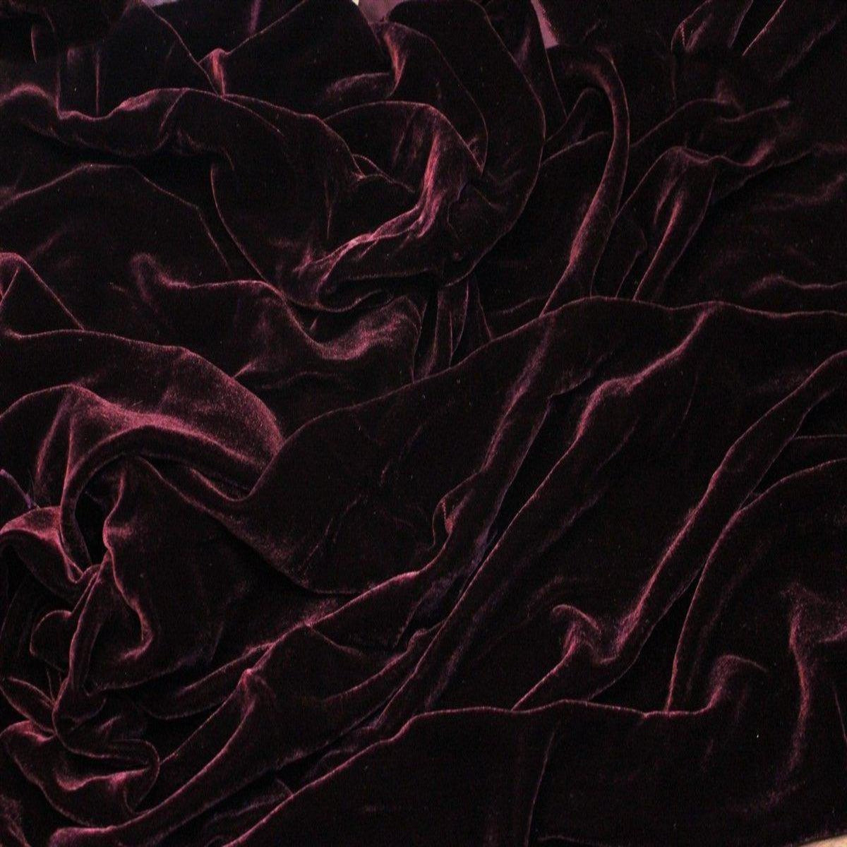 Dark Burgundy Silk Velvet Fabric - Fashion Fabrics Los Angeles 