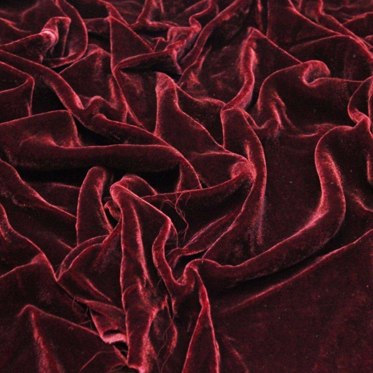 Burgundy Silk Velvet Fabric - Fashion Fabrics Los Angeles 