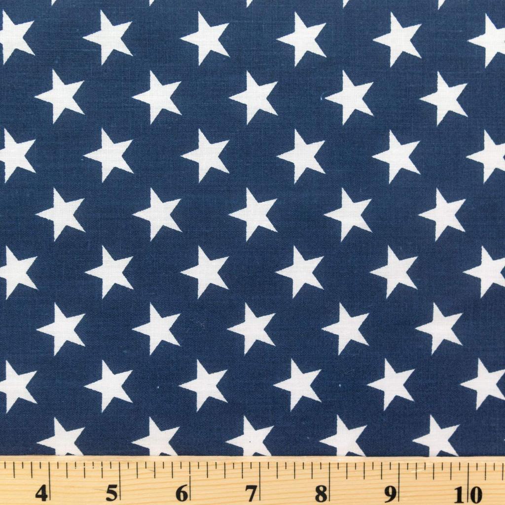 Navy Patriotic Star Print Poly Cotton Fabric - Fashion Fabrics Los Angeles 