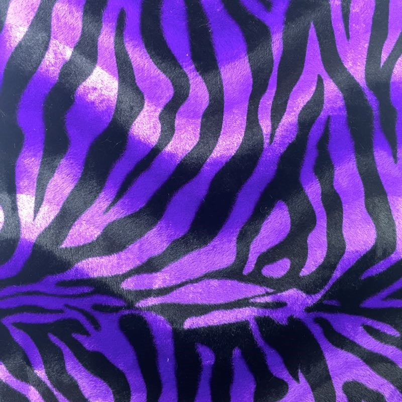 Purple Big Zebra Velboa Faux Fur Fabric - Fashion Fabrics Los Angeles 
