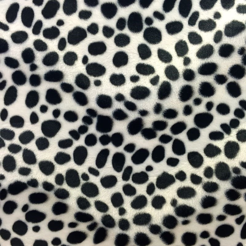 White Velboa Faux Fur Dalmatian Fabric - Fashion Fabrics Los Angeles 