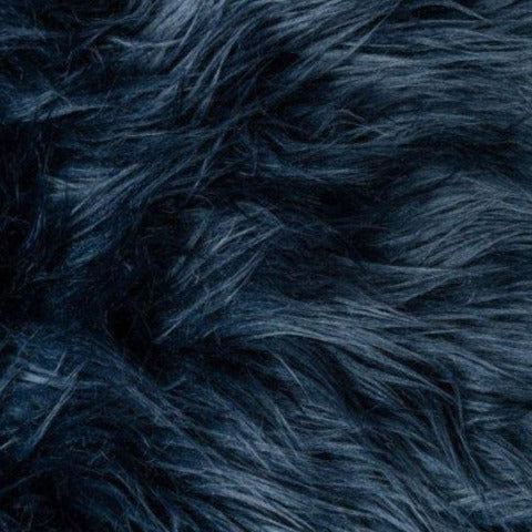 Navy Blue Mongolian Long Pile Faux Fur Fabric - Fashion Fabrics Los Angeles 