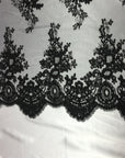 Black Oswald Embroidered Lace Fabric - Fashion Fabrics LLC